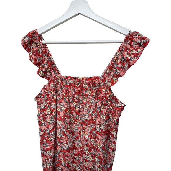Loft Top Womens Size Medium Shirt Sleeveless Tank Blouse Floral Boho Orange Pink - Picture 2 of 11